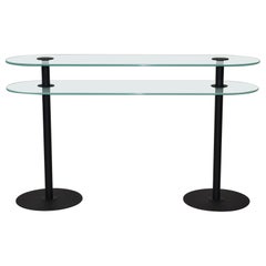 Console Entry or Hall Table Sand Blasted Glass Black Enamel Legs Post Modern
