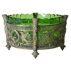 Bronze Mounted Green Glass Bowl in French Empire Style