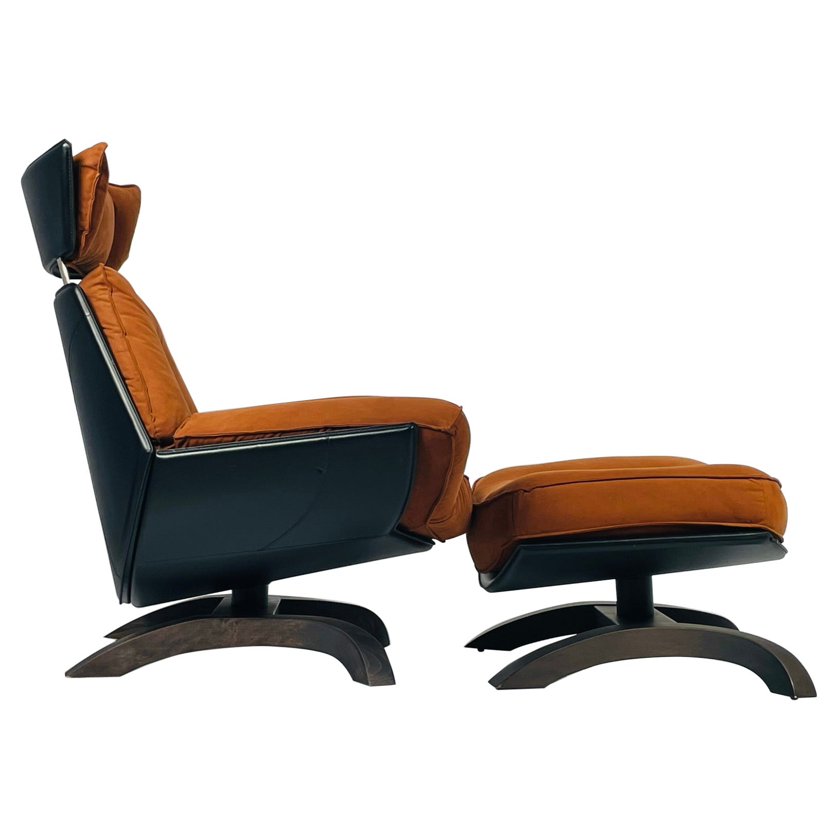 Chaise et repose-pieds vintage fabriqués en Italie par Giorgio Saporiti en vente