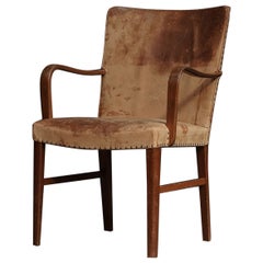 Fauteuil en cuir et acajou de Gustaf Axel Berg