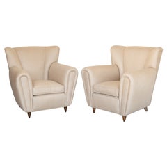 Pair of 1940's Italian Upholstered Armchairs