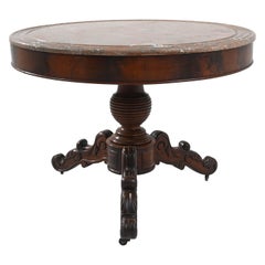 Antique 19th Century French Louis Philippe Side Table with Marble Top