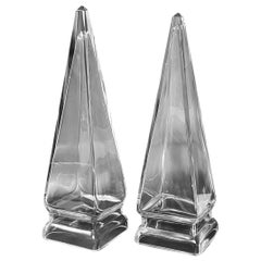 Pair Mid-Century Modern Glass Obelisks