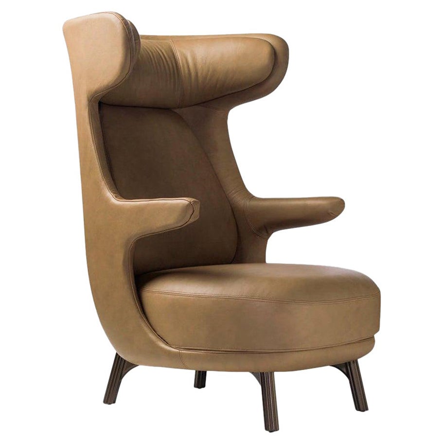 Jaime Hayon, Contemporary Monocolor Brown Leather Upholstery Dino Armchair 