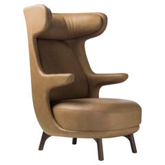 Jaime Hayon, Contemporary Monocolor Brown Upholstery Dino Armchair (Fauteuil Dino en cuir monocolore) 