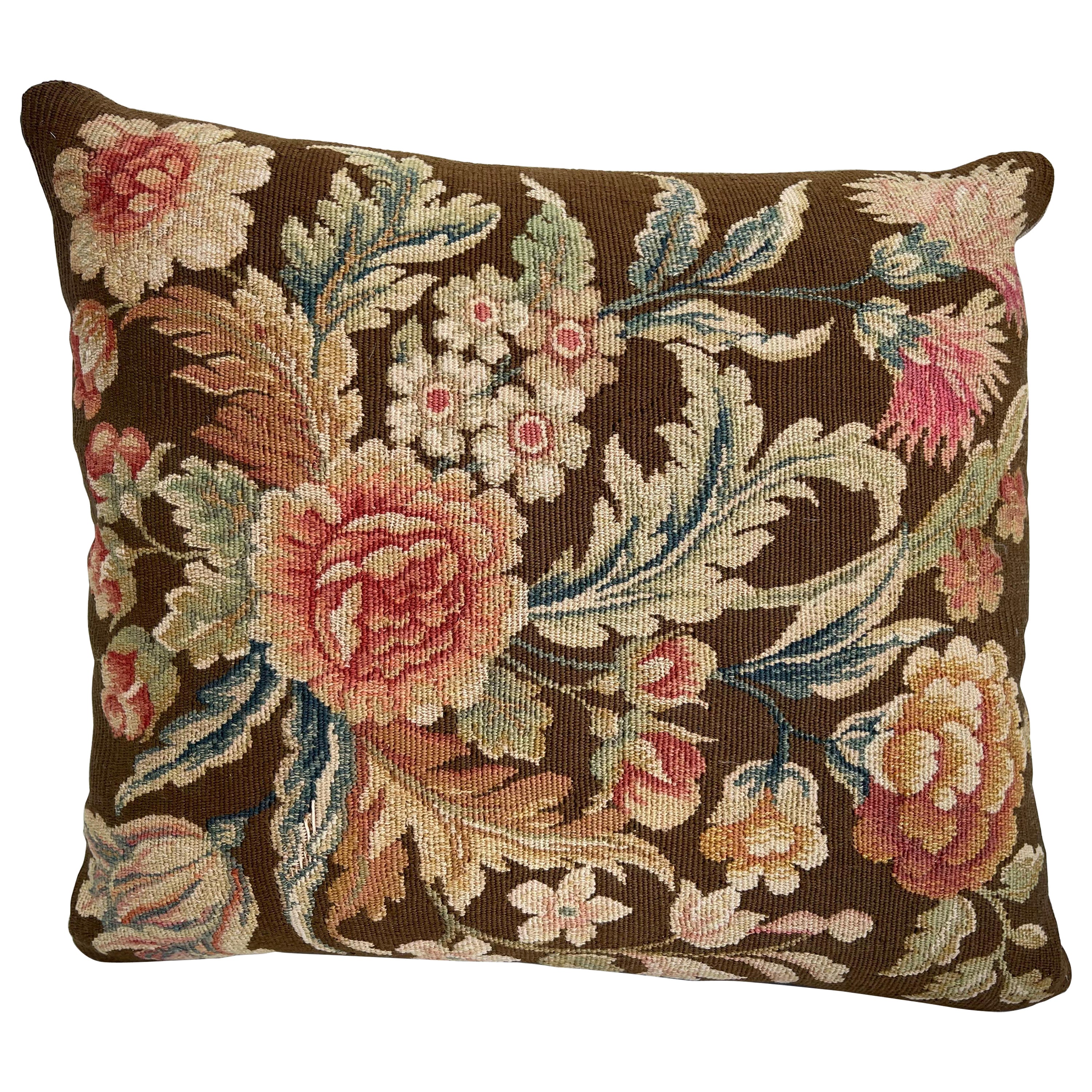 19th Century French Tapestry Pillow - 13" X 11" For Sale