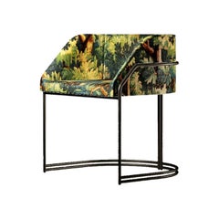 Déjà Vu Stuhl aus strukturiertem Stoff und schwarzem, mattem Metall