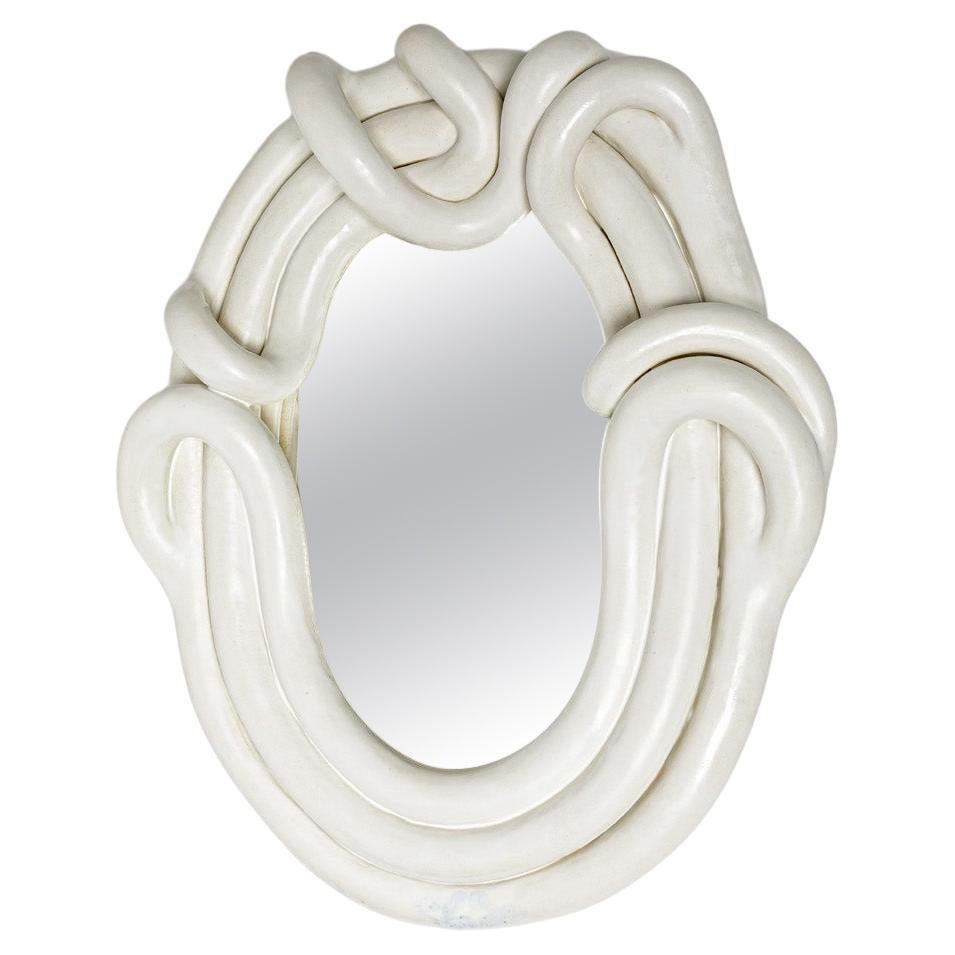White Glazed Stoneware Mirror by Clémentine Dupré, 2023