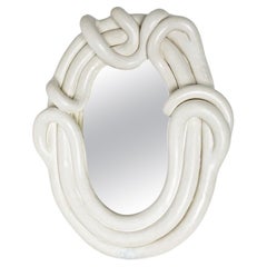 White Glazed Stoneware Mirror by Clémentine Dupré, 2023
