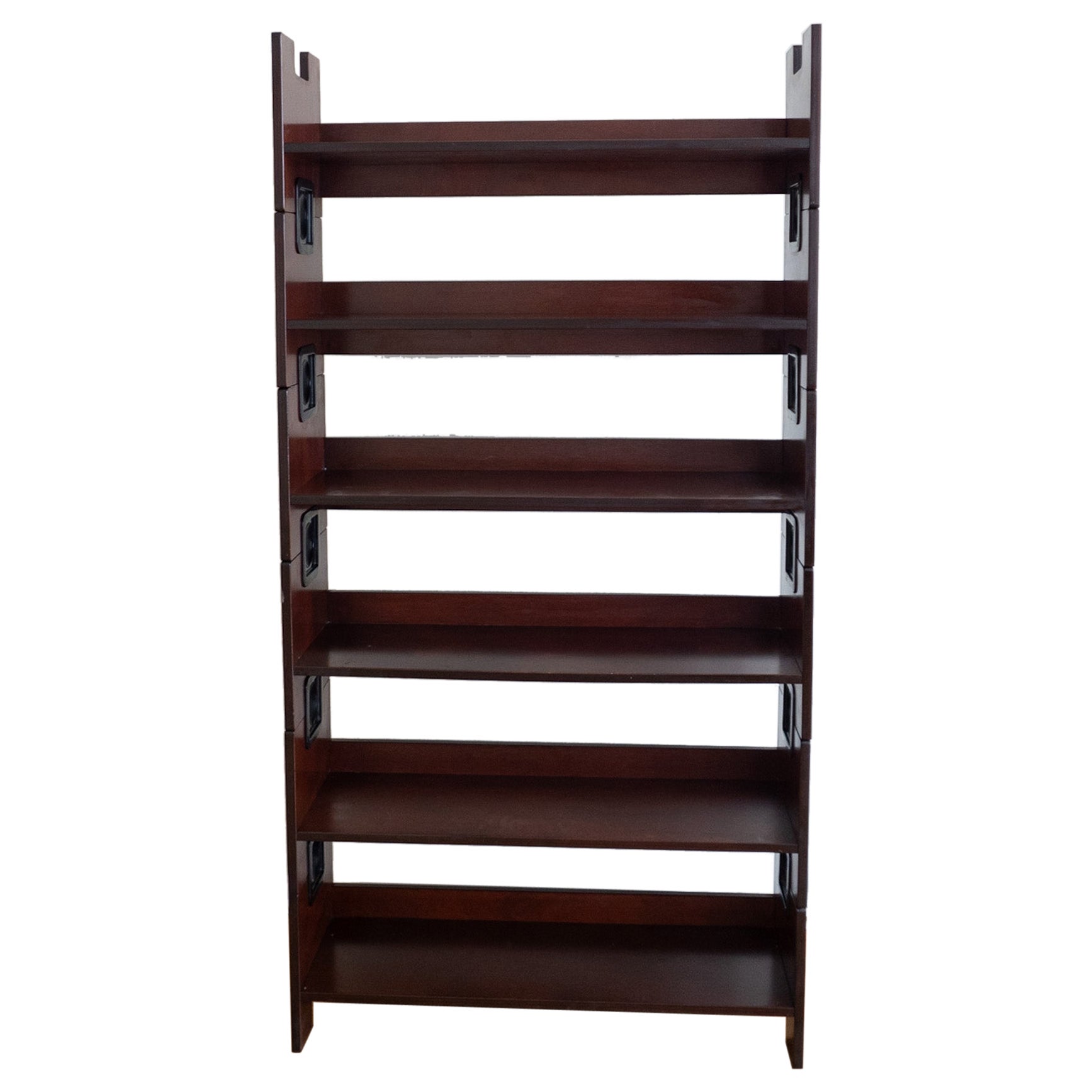 Mid-Century Modern Brown Wooden Stackable Bookcase by BBB Bonacina, Italy 70s For Sale