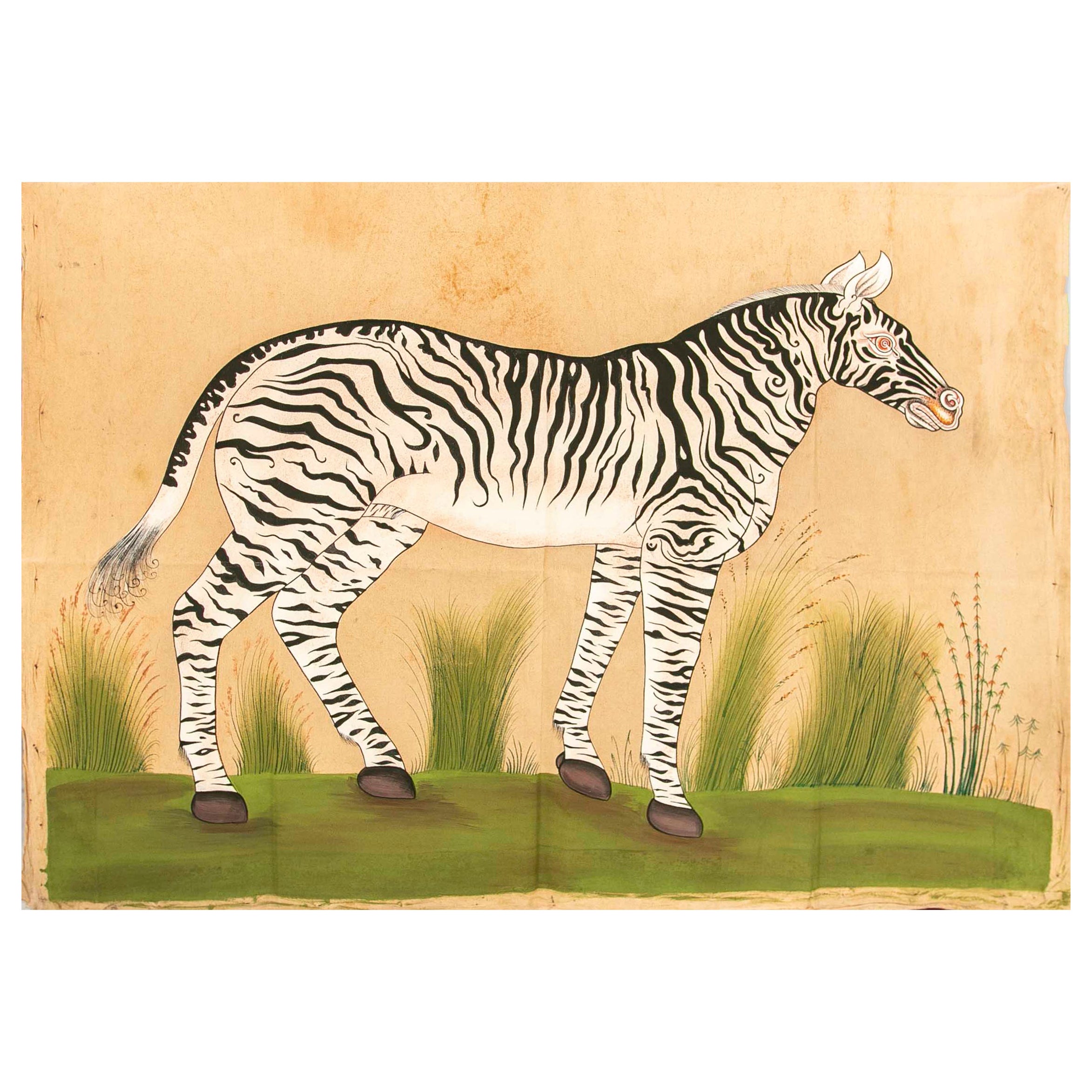 1970s Jaime Parlade's Designer Hand Painted "Zebra" Oil on Canvas For Sale