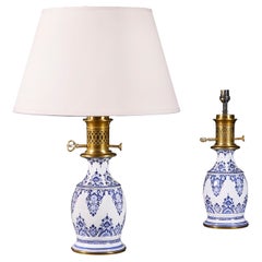 A Pair of Rouen Faience Lamps 