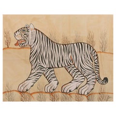 1970s Jaime Parlade Diseñador Pintura a mano "Tigre de Bengala"
