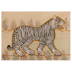 1970s Jaime Parlade Diseñador Pintura a mano "Tigre de Bengala"