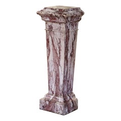 Antique 19th Century French Polished Carved Marble "Calacatta Viola" Pedestal Table