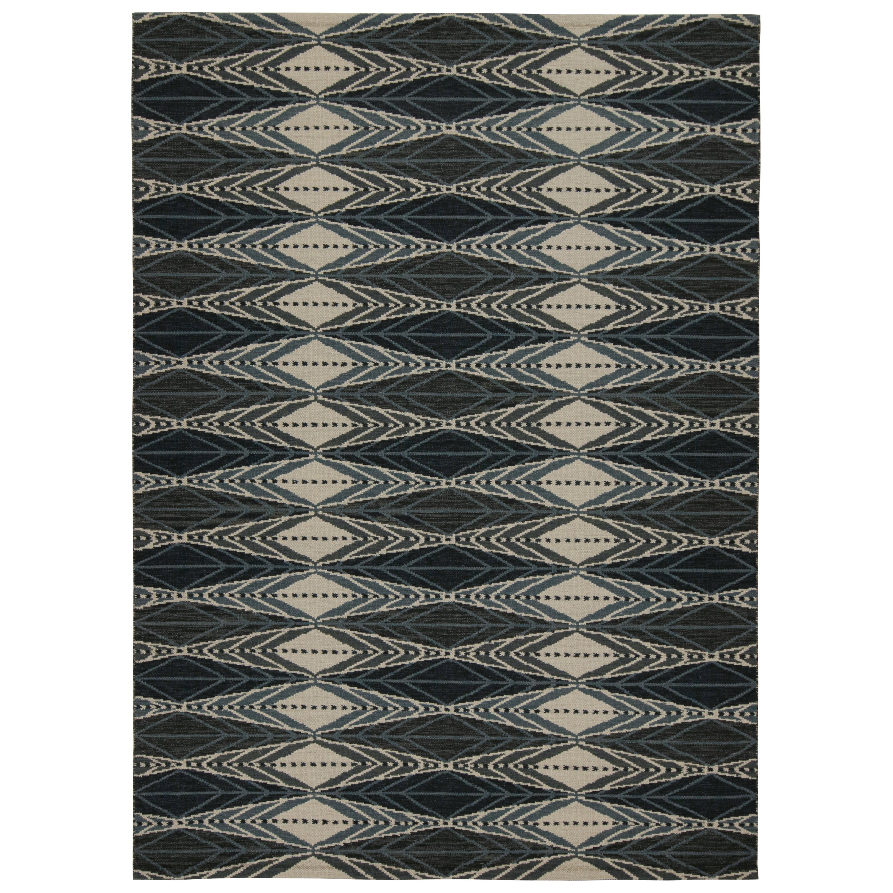 Rug & Kilim’s Scandinavian Style Custom Kilim Rug Design with Geometric Patterns For Sale
