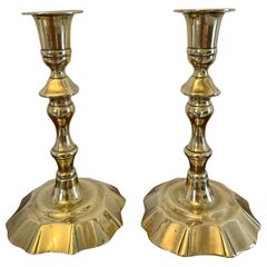 Pair of Quality Antique George III Brass Candlesticks 