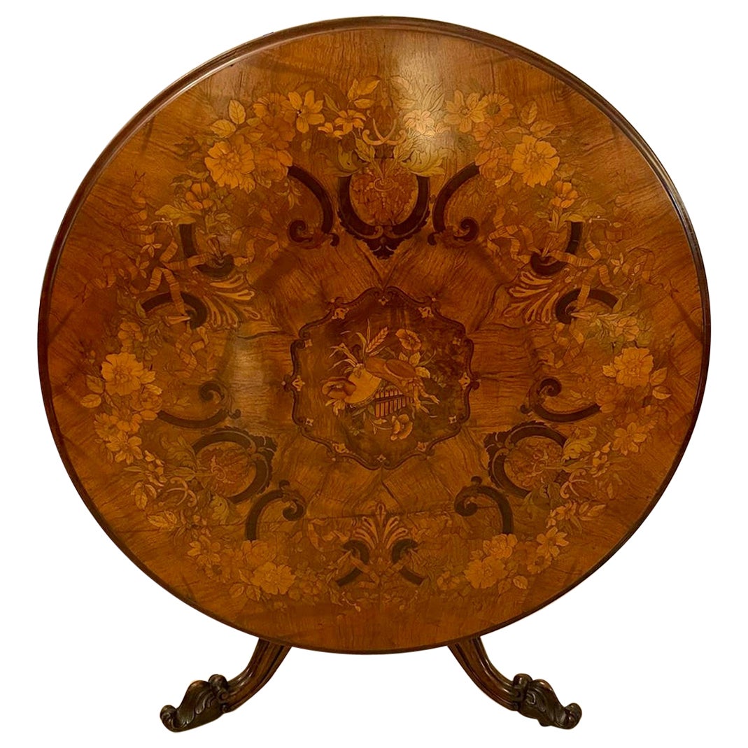 Outstanding Quality Antique Victorian Burr Walnut Marquetry Inlaid Dining Table For Sale