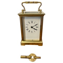 Antique Victorian Quality Brass Carriage Clock with Original Leather Travel Case