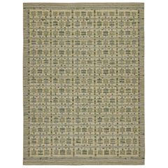 Rug & Kilim’s Scandinavian Style Kilim Rug in Green with Geometric Patterns