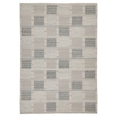 Rug & Kilim's skandinavischer Kilim-Teppich in Beige und Grau mit geometrischen Mustern