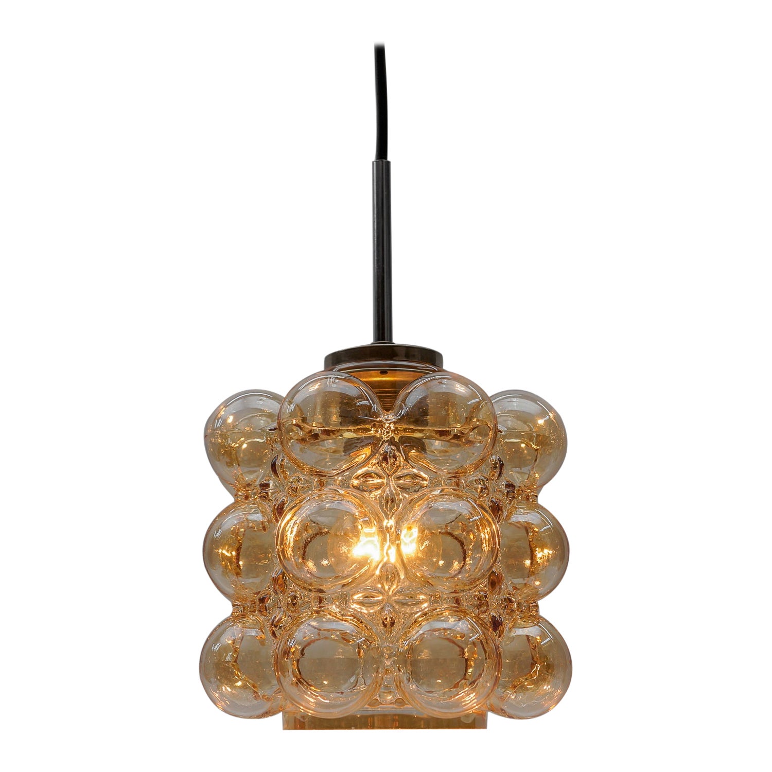 Nice Amber Bubble Glass Ceiling Lamp by Helena Tynell for Limburg, Germany 1960s