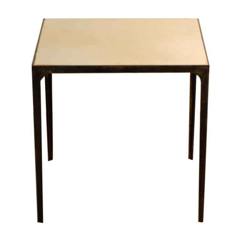 'Esquisse' Parchment and Wrought Iron Side Table by Design Frères For Sale