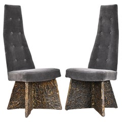 Retro Adrian Pearsall Mid-Century Modern Brutalist High Back Chairs, Pair