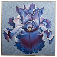 Lowell Nesbitt: „Blue Violet Iris“, Ölgemälde auf Leinwand