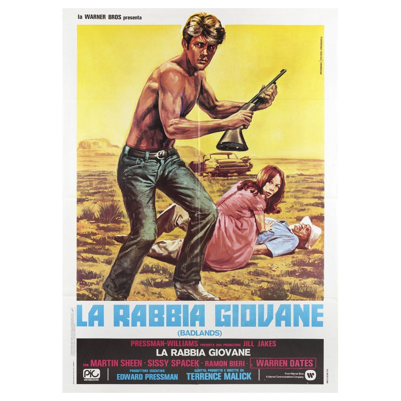 Affiche italienne du film Badlands, 1976, Due Fogli