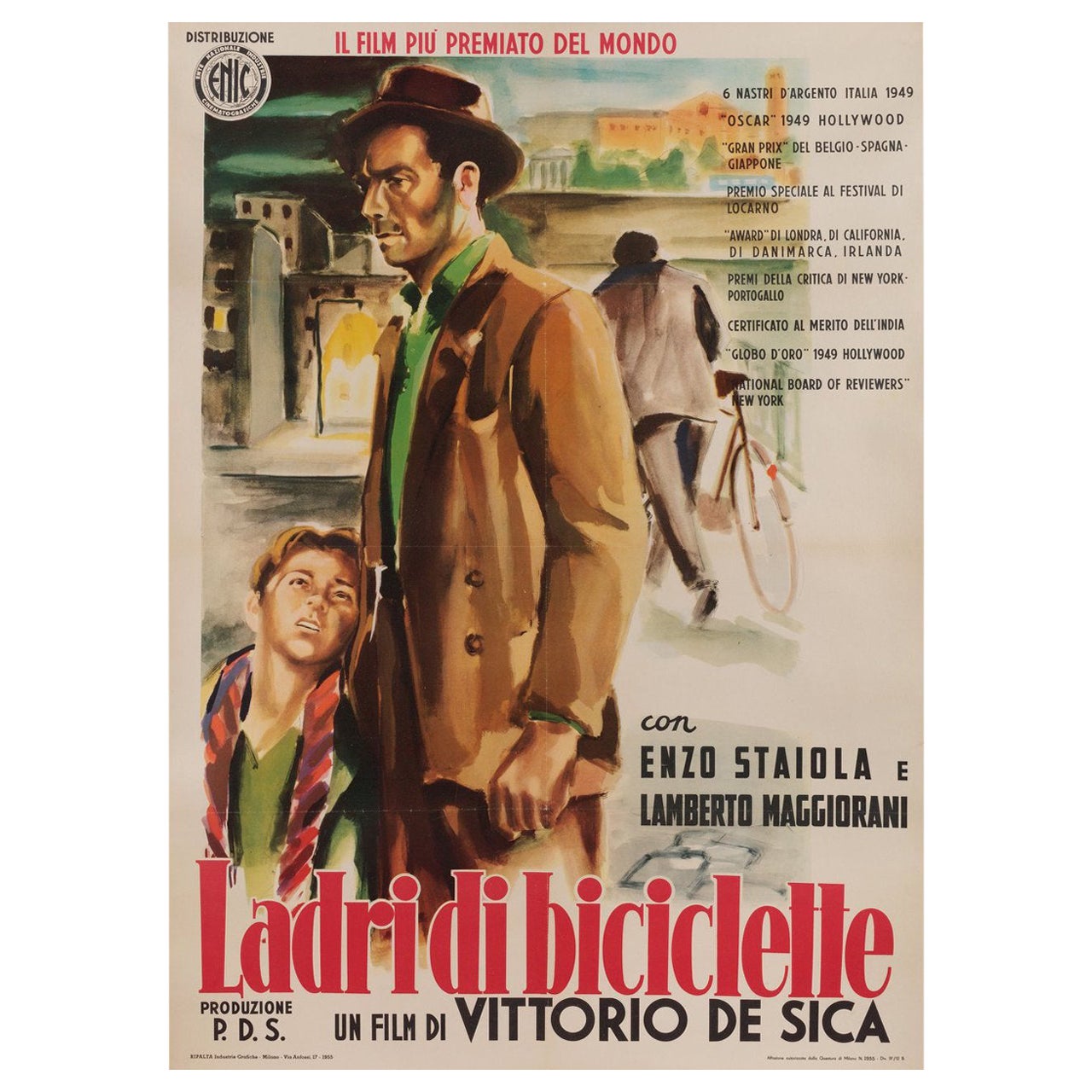 Bicycle Thieves, R1955, Italienisches Due Fogli-Filmplakat im Angebot