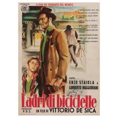 Retro Bicycle Thieves R1955 Italian Due Fogli Film Poster