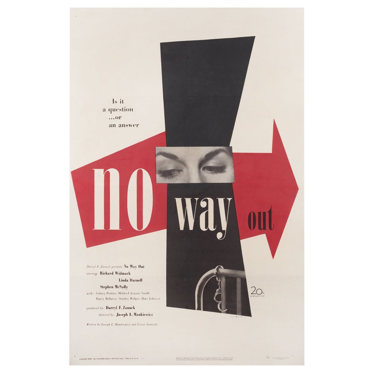 No Way Out 1950 U.S. One Sheet Film Poster For Sale