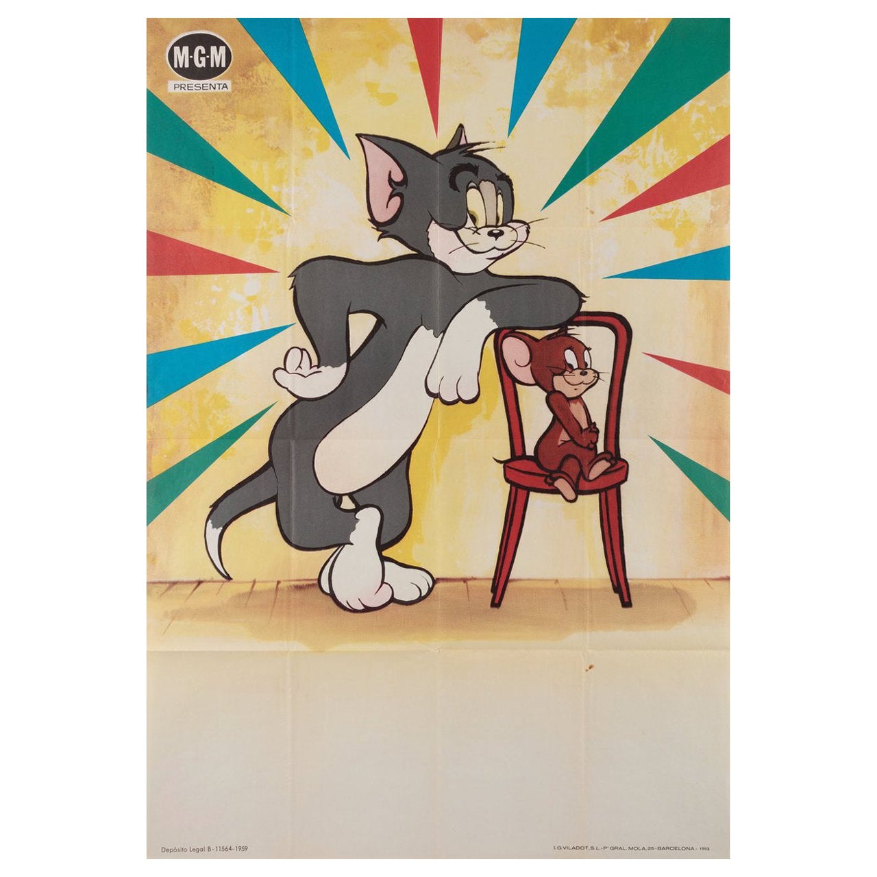 Spanisches B1-Filmplakat von Tom und Jerry, 1959
