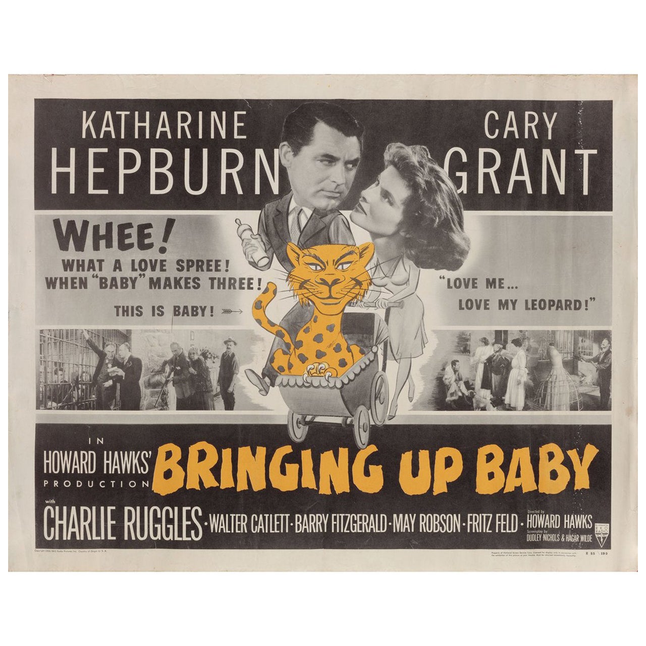 Bringing Up Baby R1955, U.S., Halbblatt-Filmplakat im Angebot
