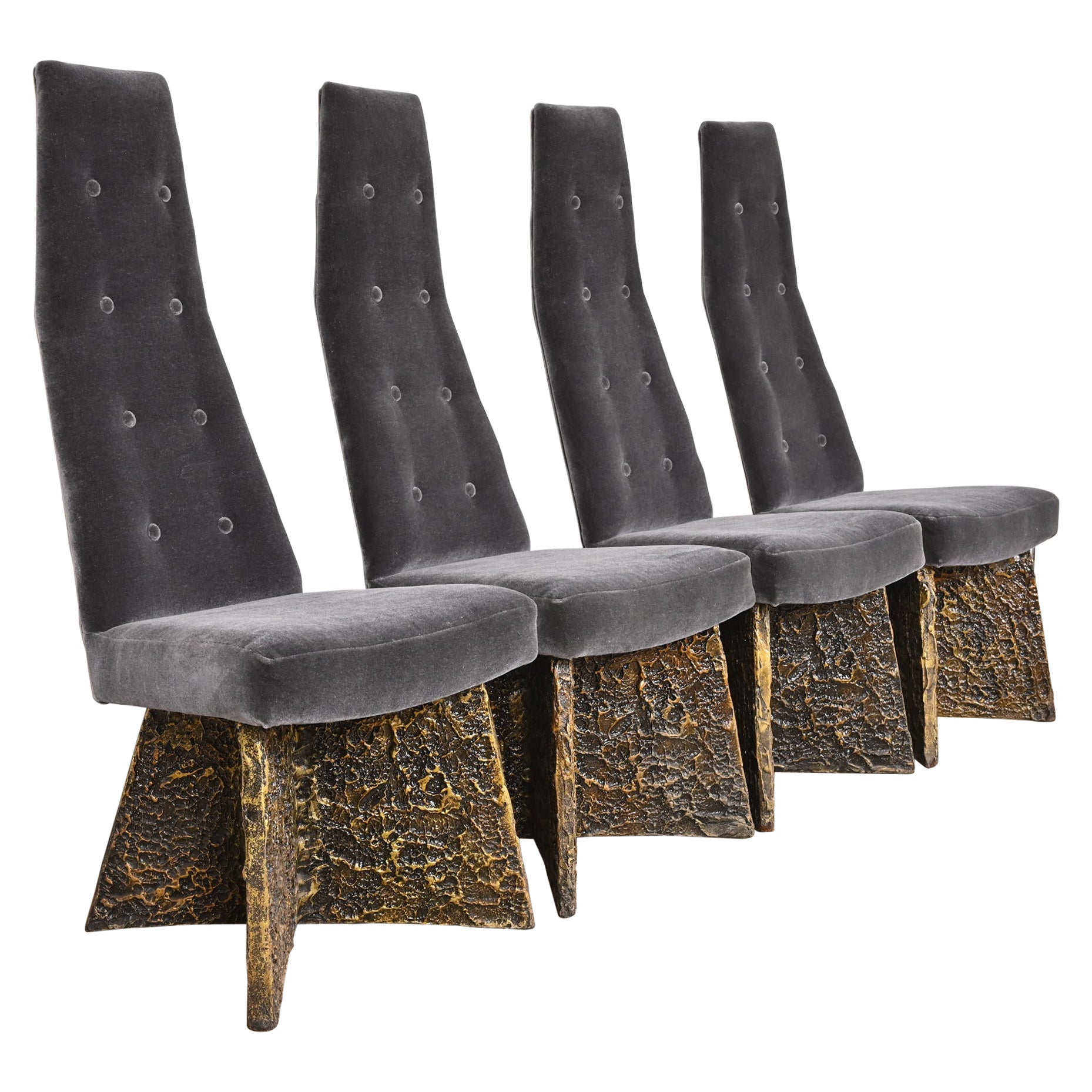 Adrian Pearsall Brutalistische Stühle mit hoher Rückenlehne für die Mitte des Jahrhunderts