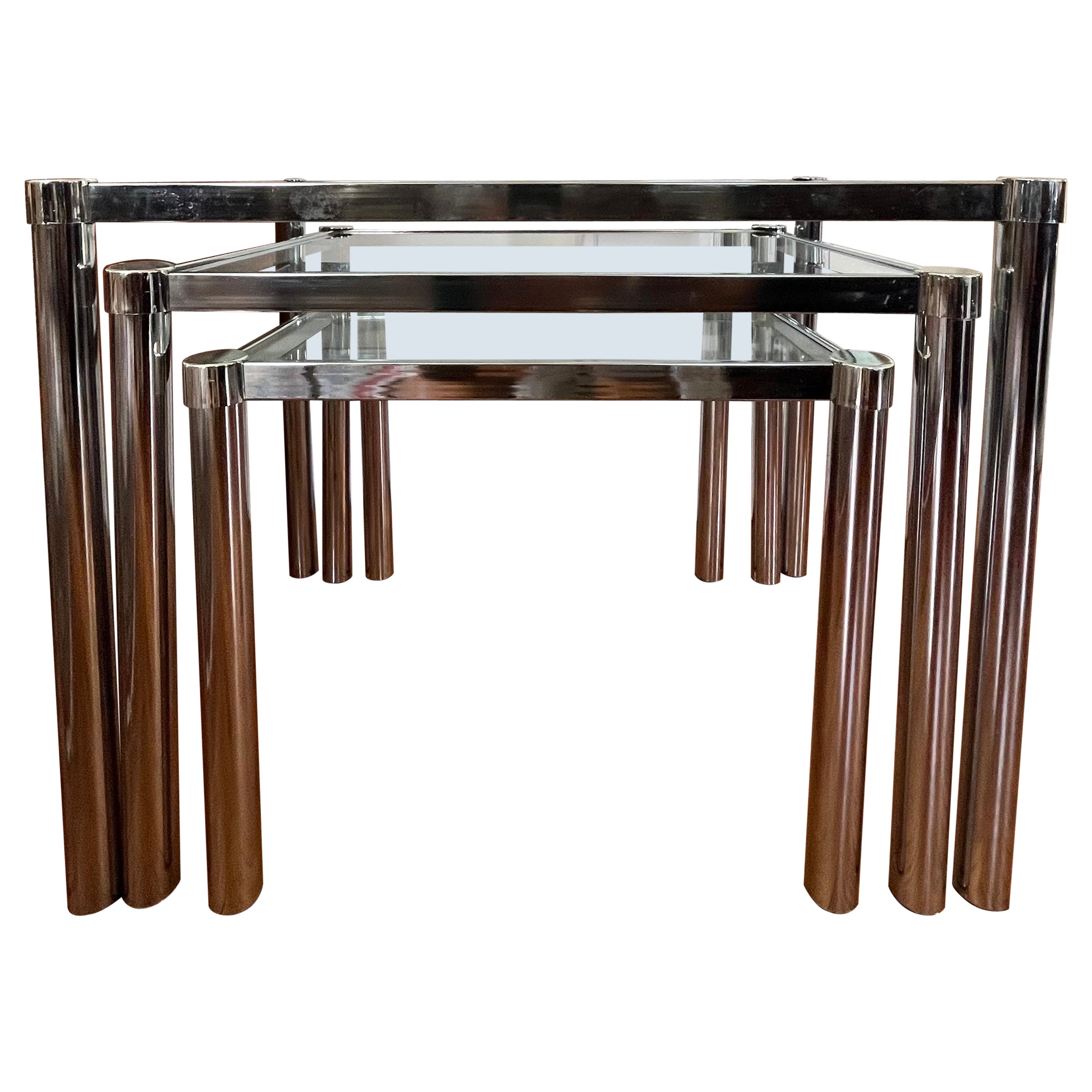 Mid Century Chrome Nesting Tables For Sale