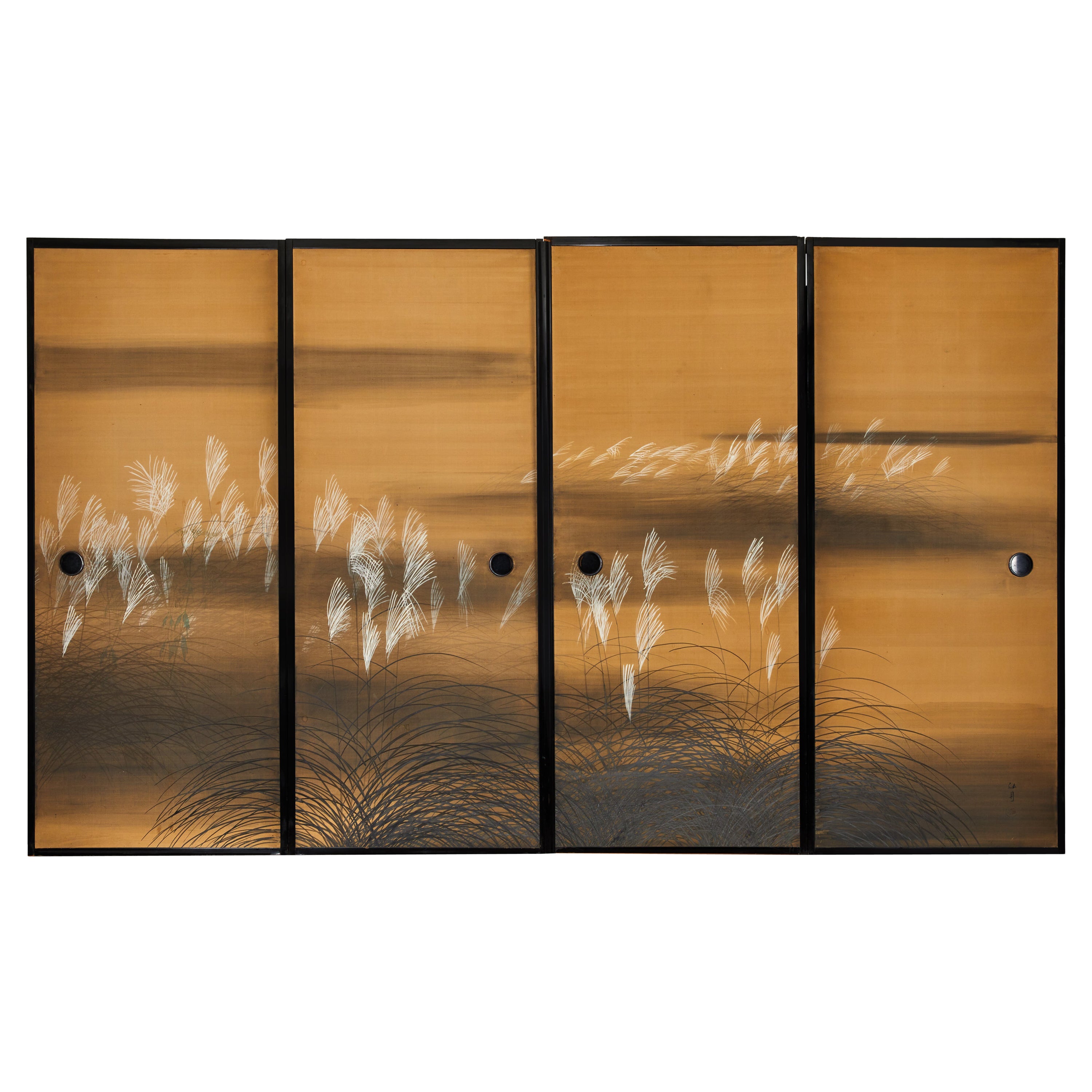 Set of Four Sliding Doors (Fusuma): Wild Grasses