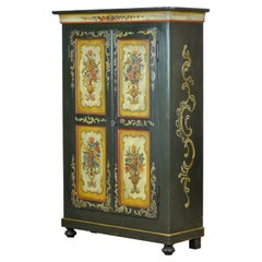Ancienne armoire allemande peinte à la main, vers 1850