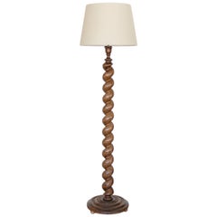 Vintage French Twisted Wood Floor Lamp