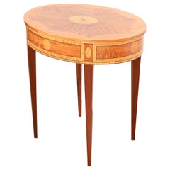 Kindel Furniture Federal Satinwood and Mahogany Inlaid Marquetry Tea Table