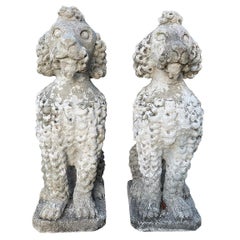 20th Century Retro Pair of French Dog Poodle Garden Statues