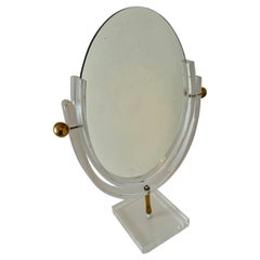 Charles Hollis Jones Acrylic and Brass Double Sided Table Mirror