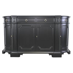 Baker Furniture Traditional Black Lacquered Cherry Sideboard Credenza