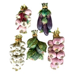 Vintage Italian Hand Painted Matte Glazed Ceramic Vegetable Bundles -Set of 5