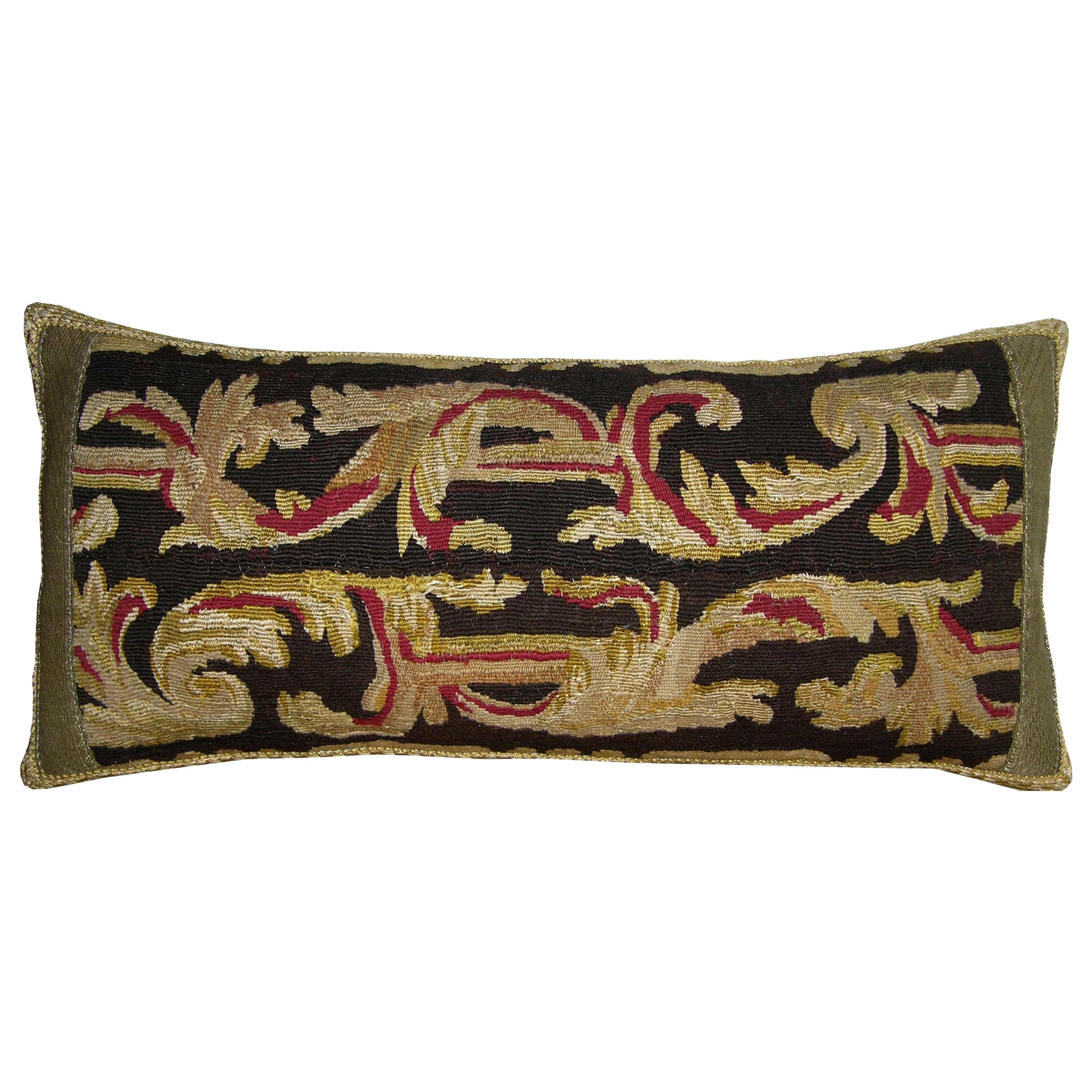 Oreiller en tapisserie flamande ancienne du 19e siècle