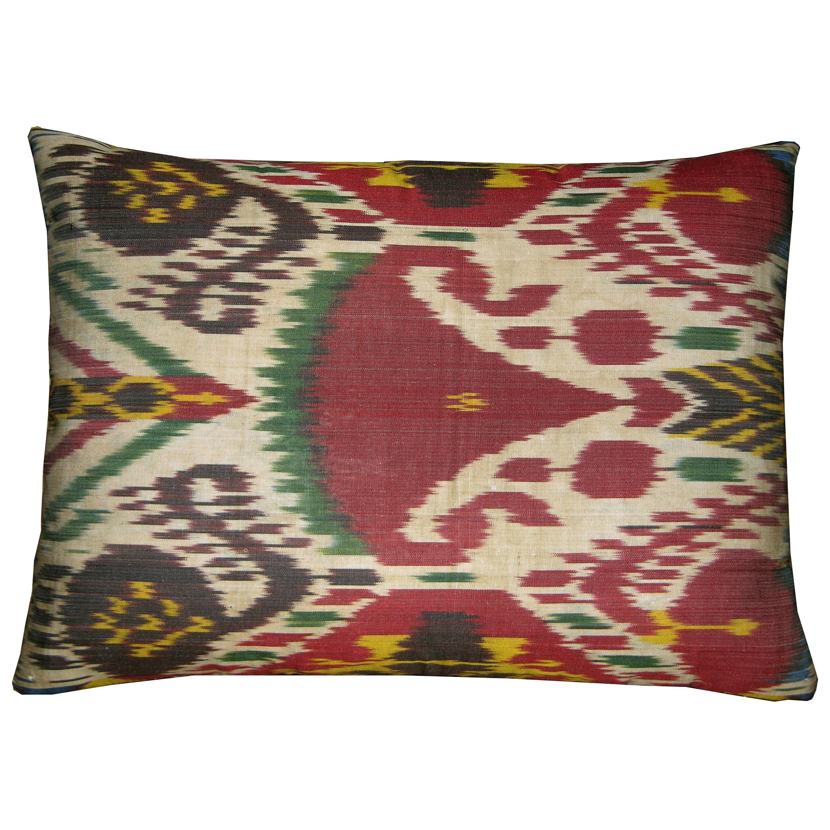 Circa 1900 Antique Ikat Tapestry Pillow For Sale