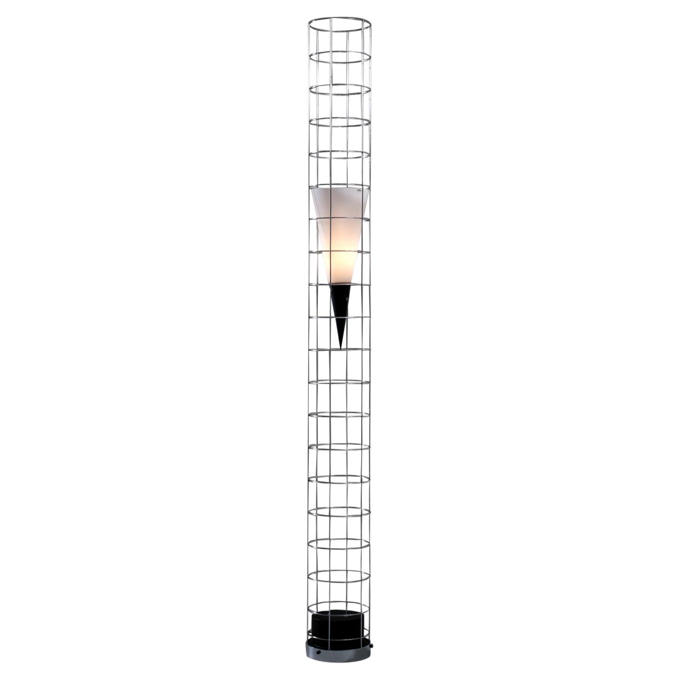 Large Chrome & Opaline Glass floor lamp by VeArt, Italy 1970s For Sale