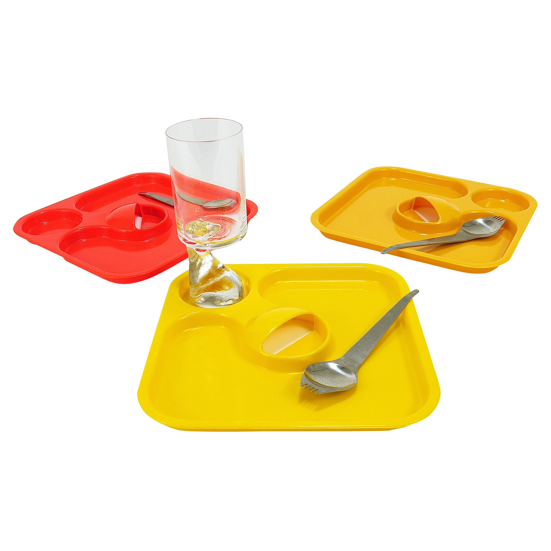 Ensemble de 3 assiettes de table et Spork en amboss, assiette, cuillère et fourchette, Autriche, 1970