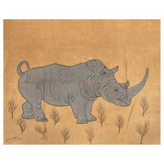 1970s Jaime Parlade Designer Hand Painting "Rhino"